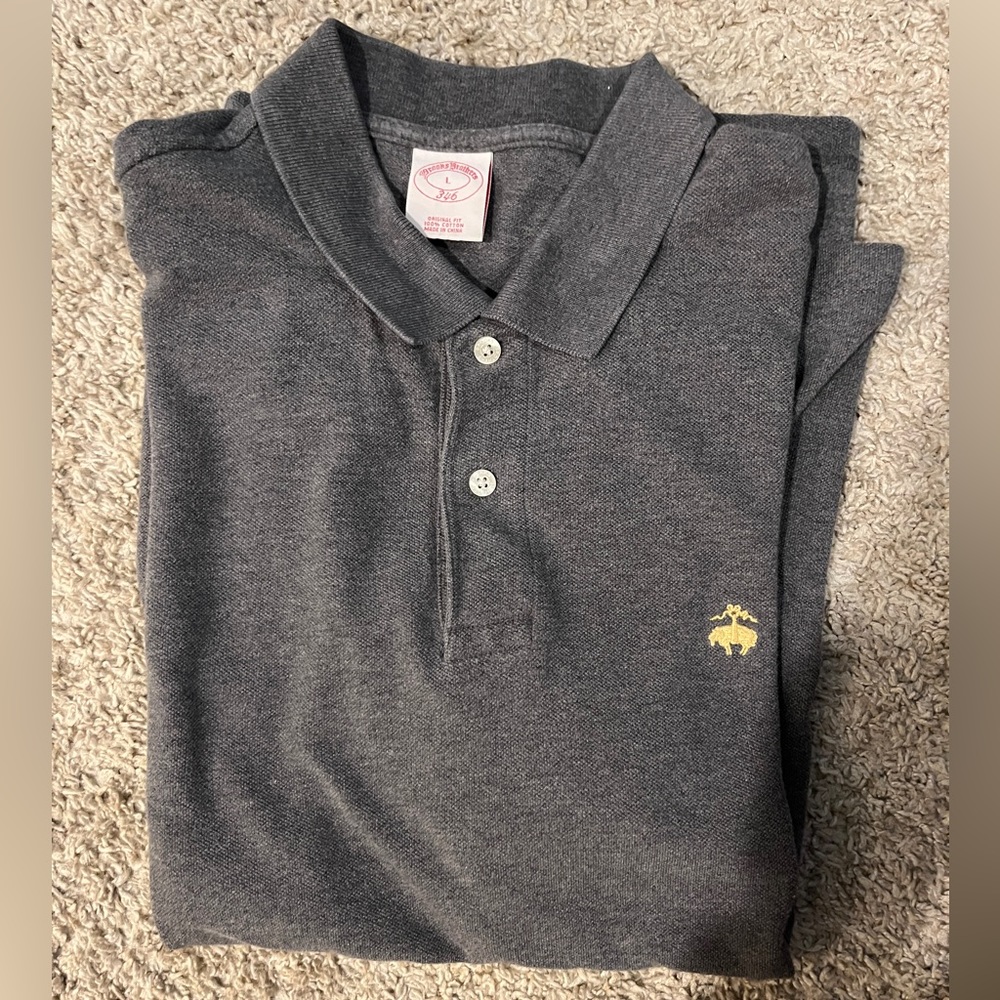 Large Charcoal Gray Short Sleeve Brooks Brothers Polo